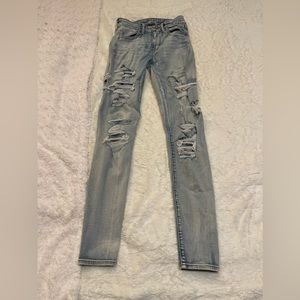 American Eagle skinny Jean(with rips)! Size:2(X-long), Color:Blue